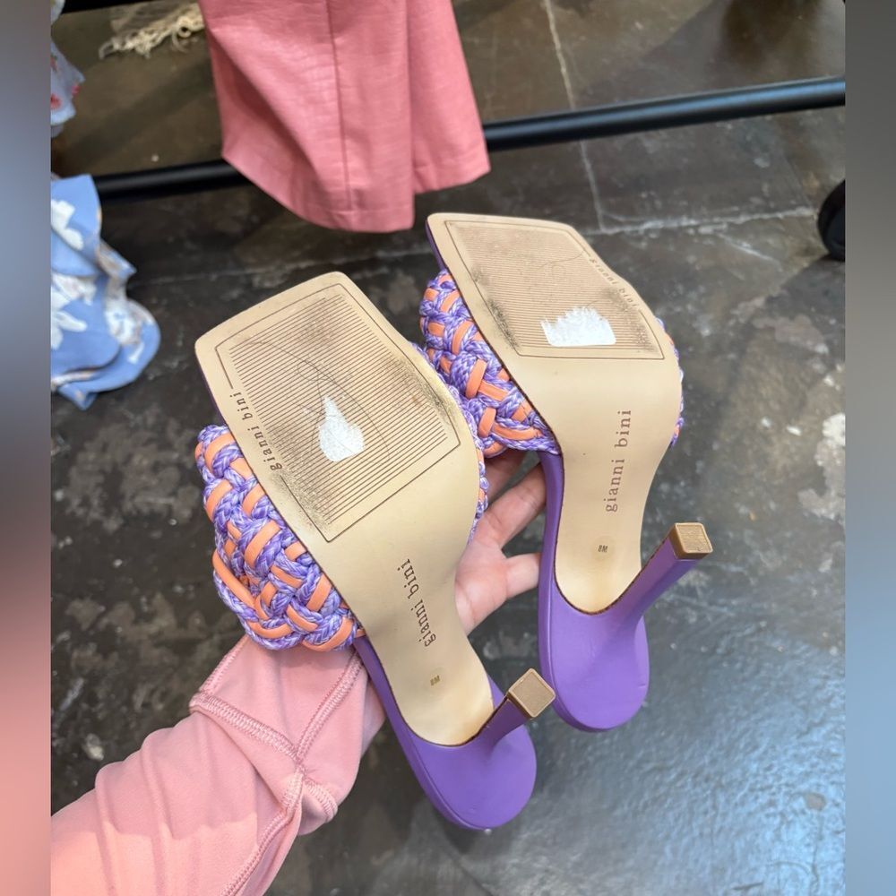 Gianni Bini Purple and Orange Braided Slide Heels - Picture 3 of 5